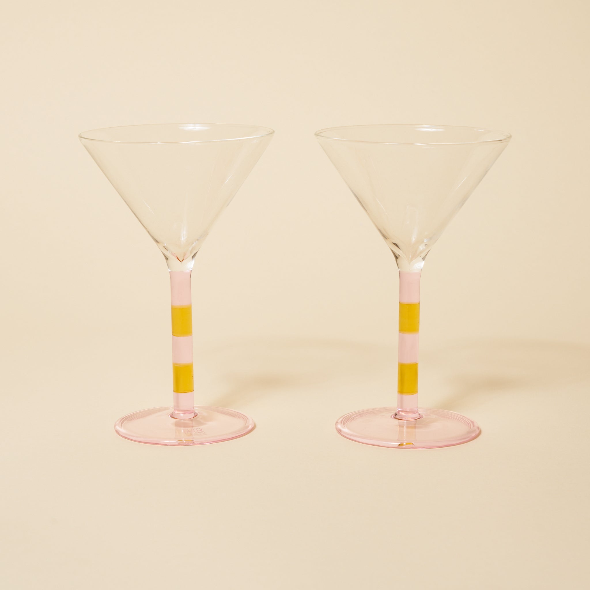 Fazeek Striped Martini Glasses Set Of 2 in Pink & Amber