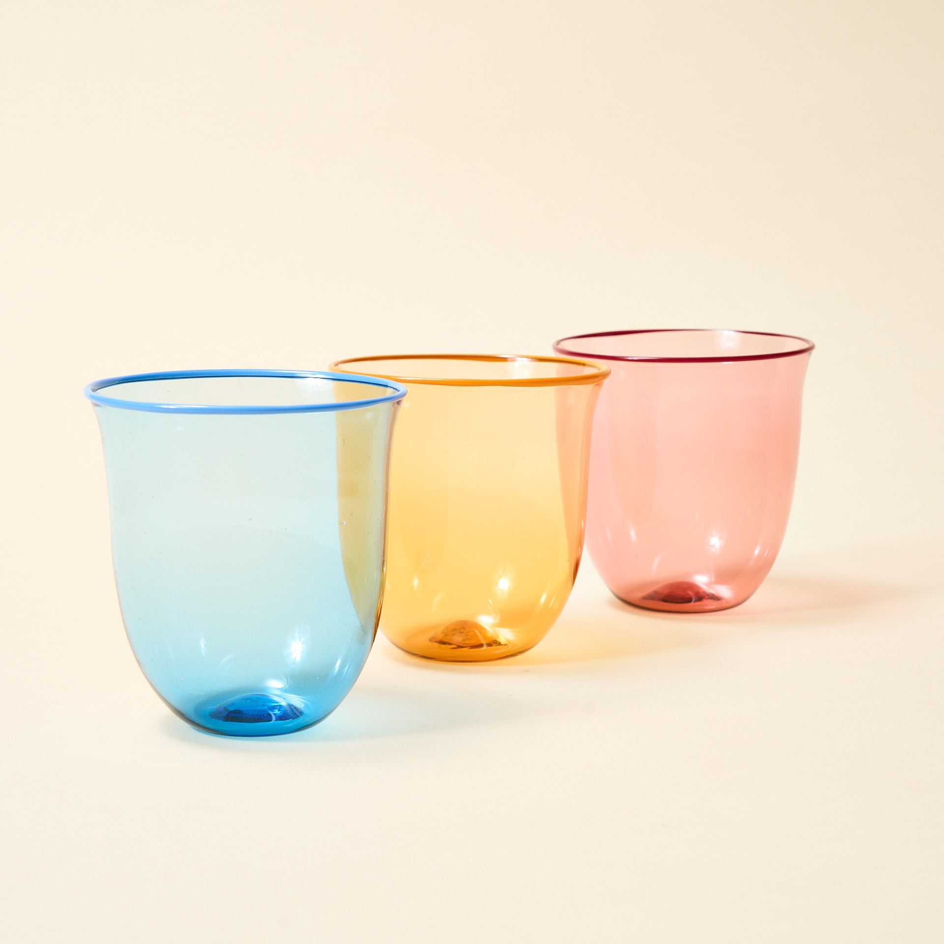 pink, orange, blue
