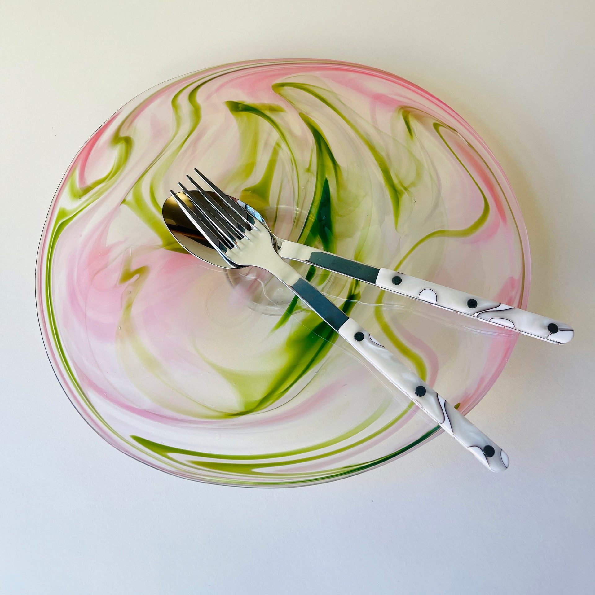 Hand-Blown Glass Platter In Watermelon