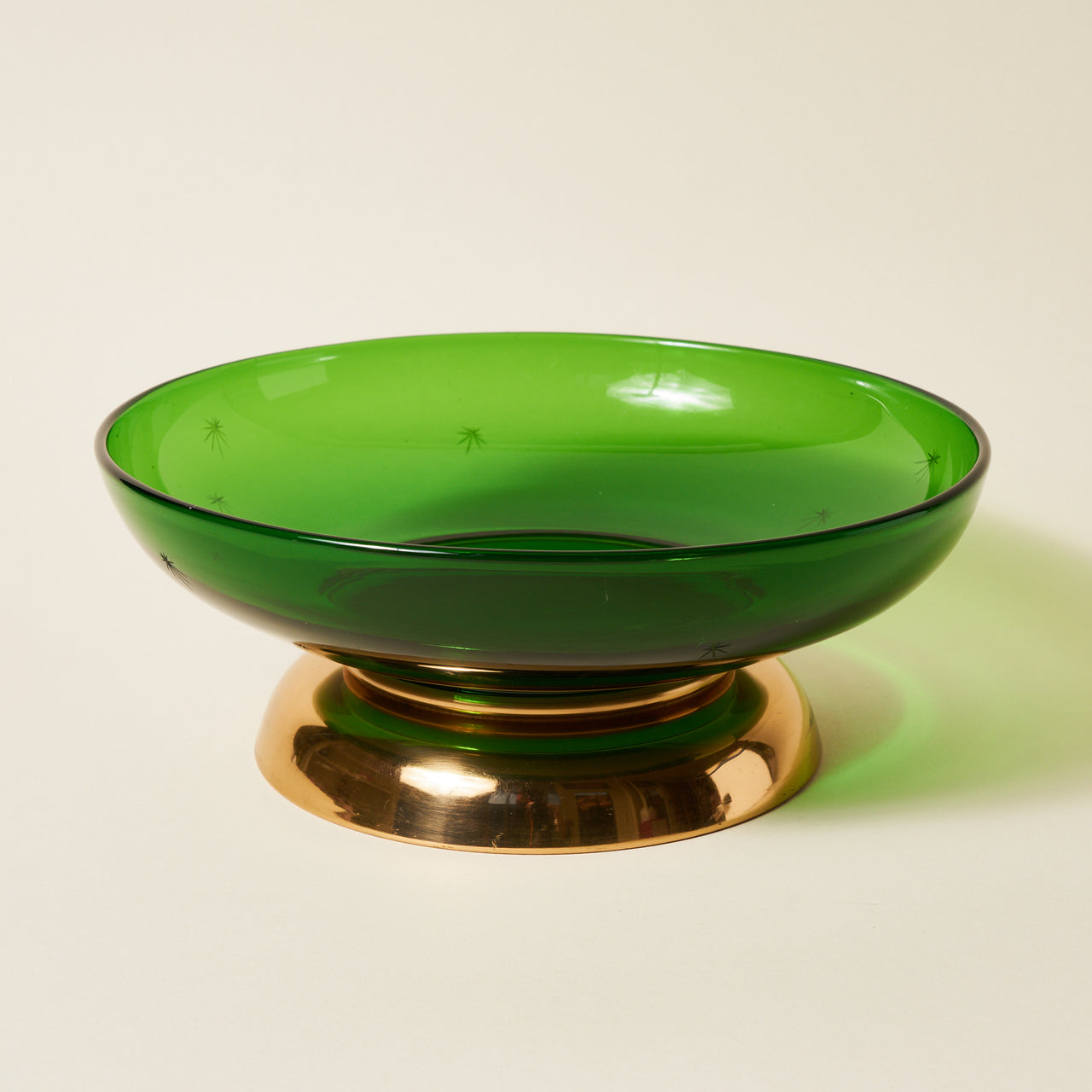 Vintage Green Serving Bowl with Star Details