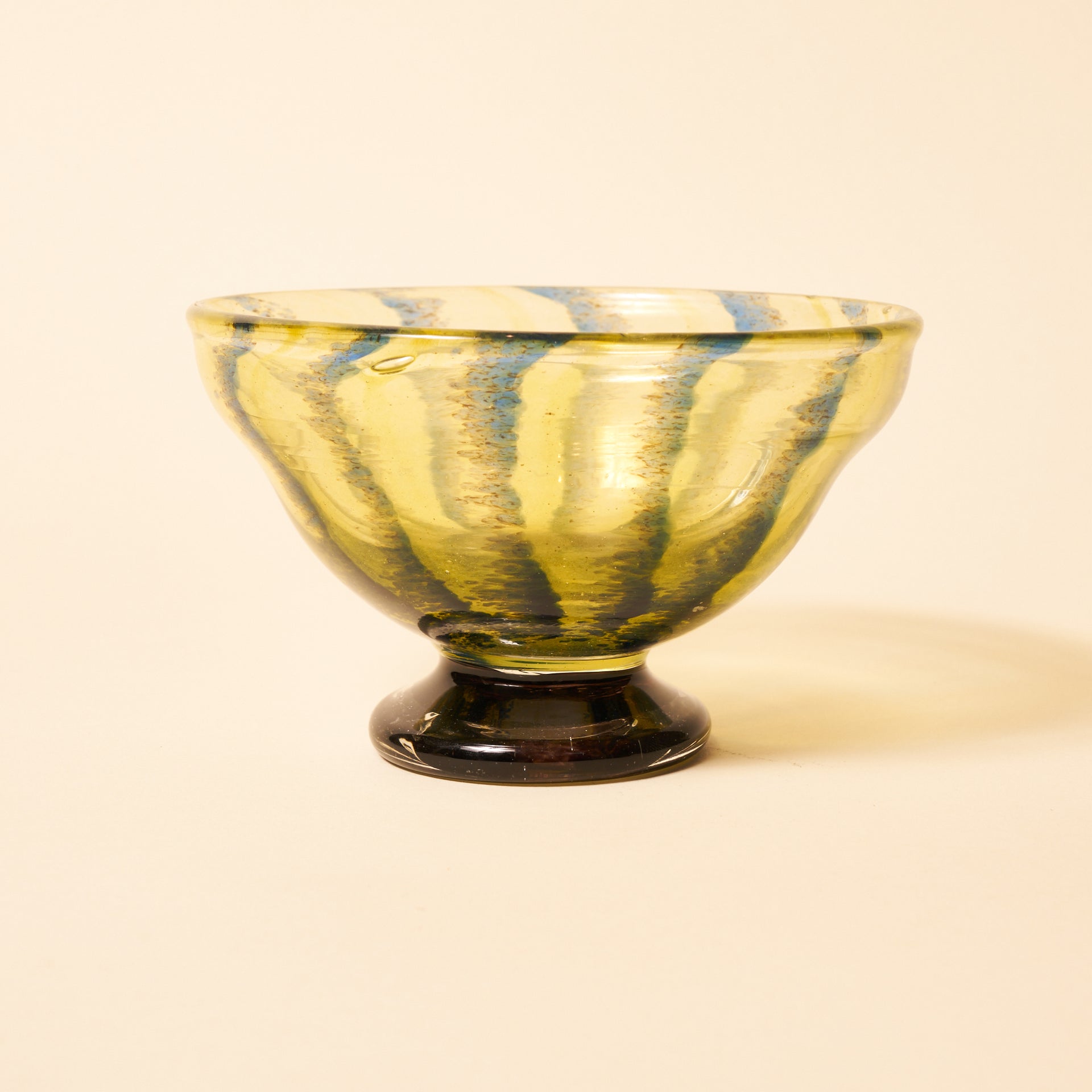 Striped Glass Pedestal Bowl