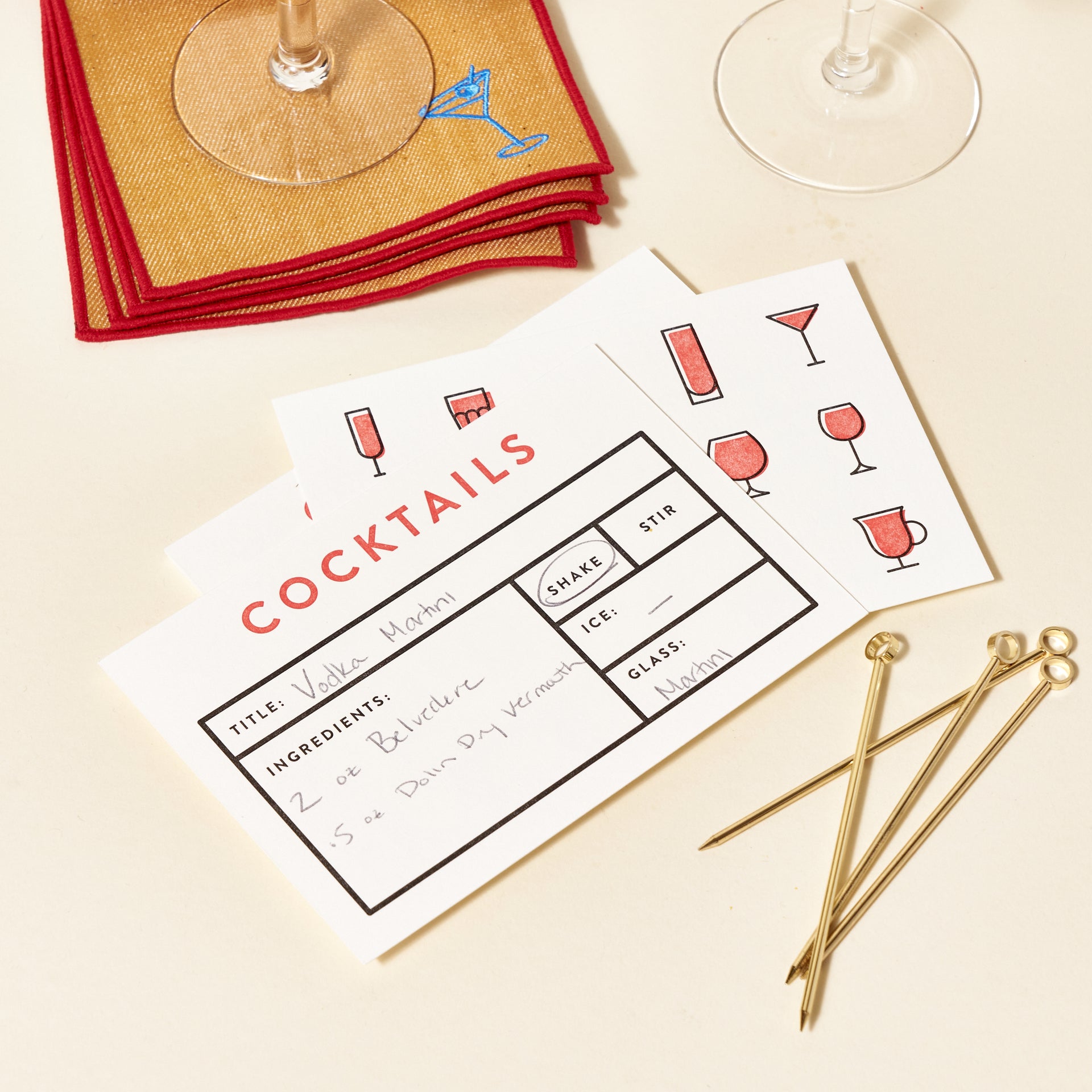 Cocktail Recipe Card (Set of 12)
