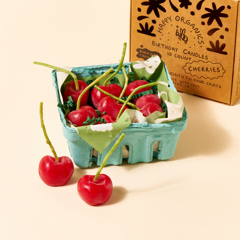 Happy Organics Beeswax Cherry Birthday Candles: Set of 10