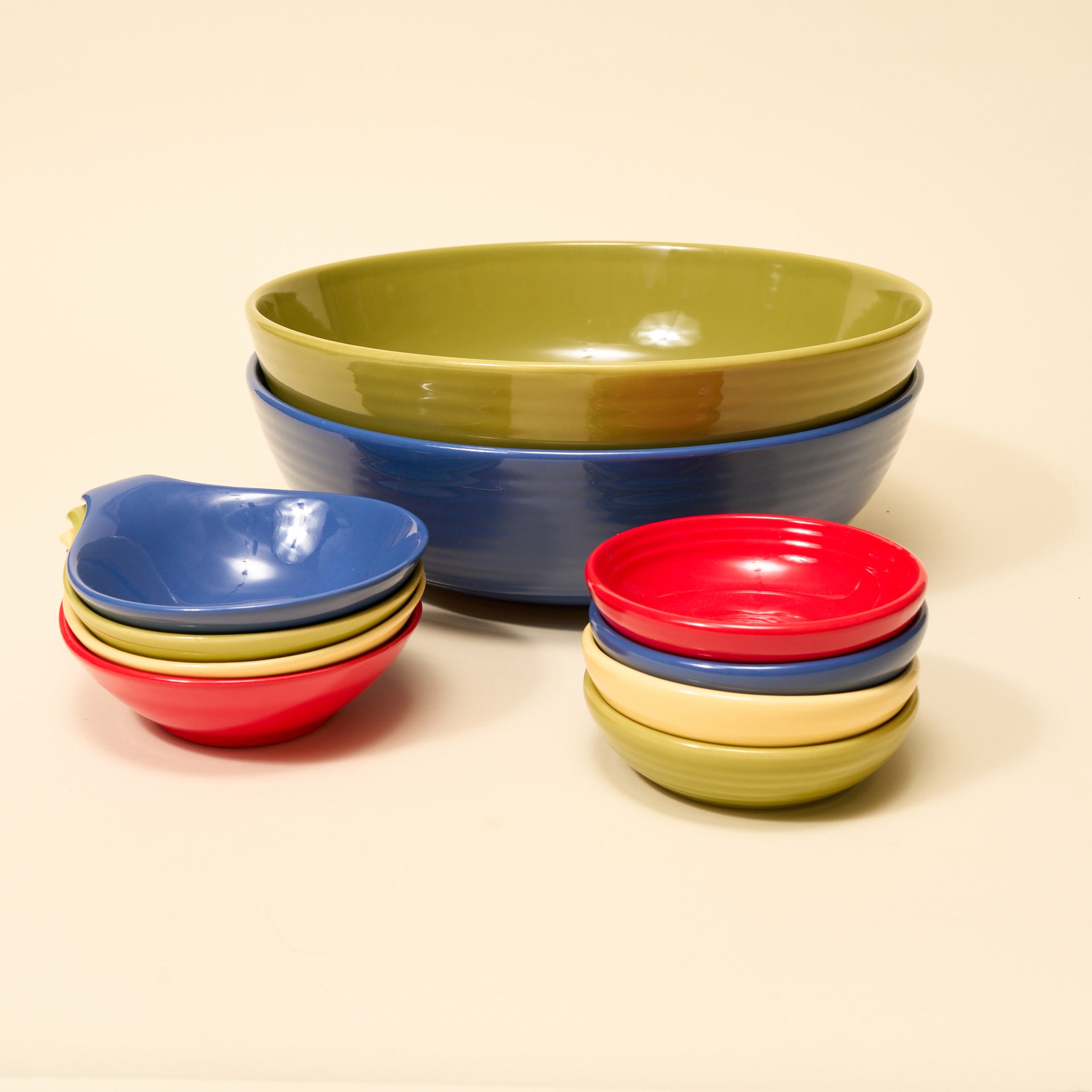 olive, federal blue, buttercream, red