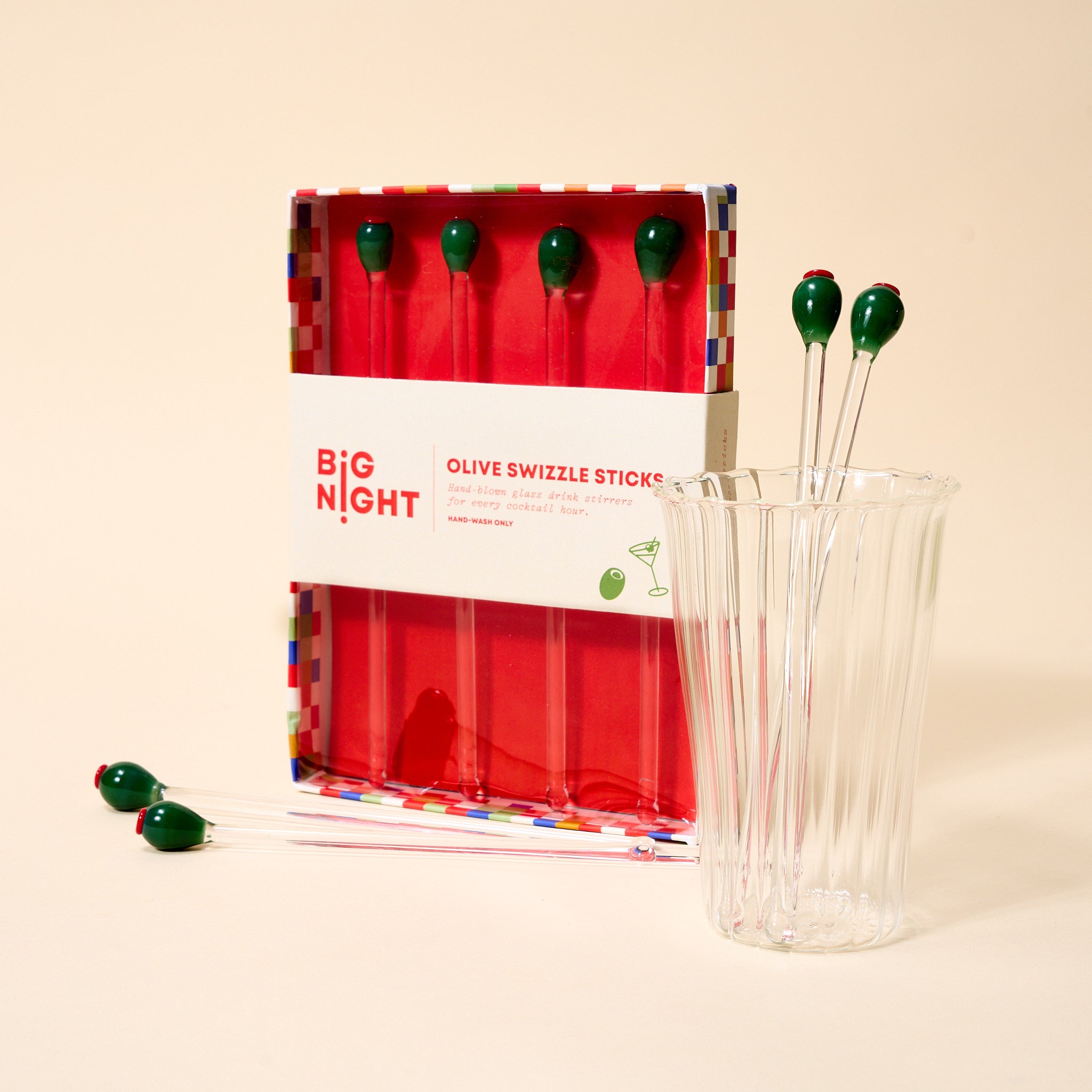 Glass Olive Swizzle Sticks Set • Big Night