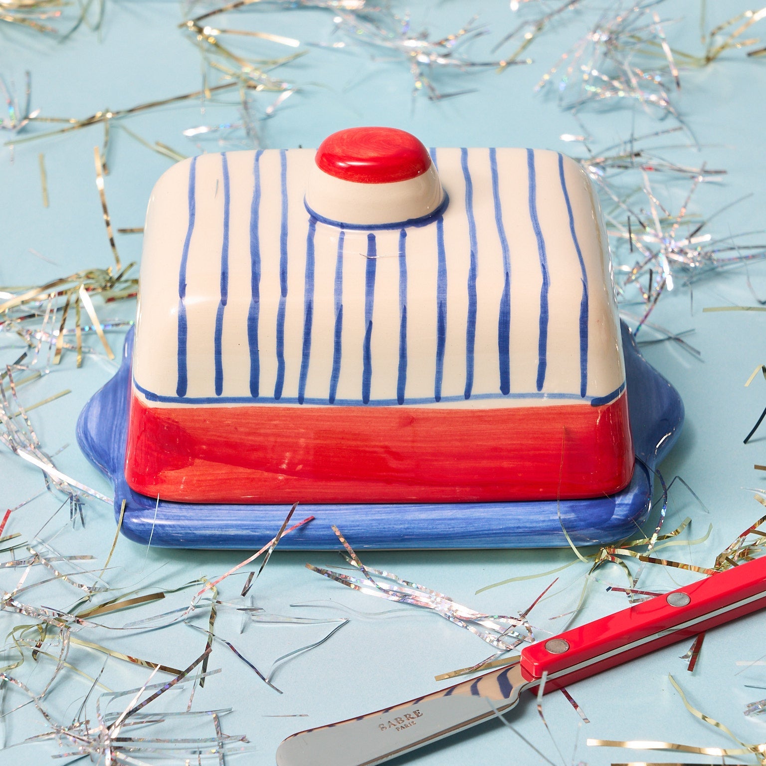 Big Night Striped Butter Dish