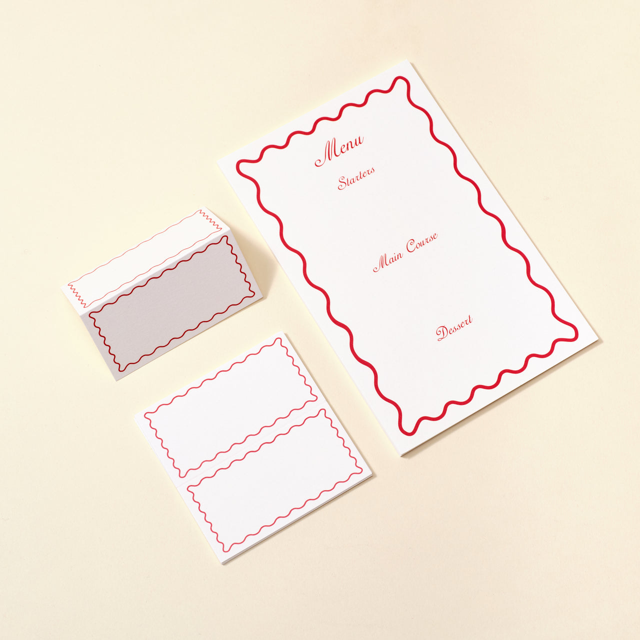 Red Menu & Place Card Set