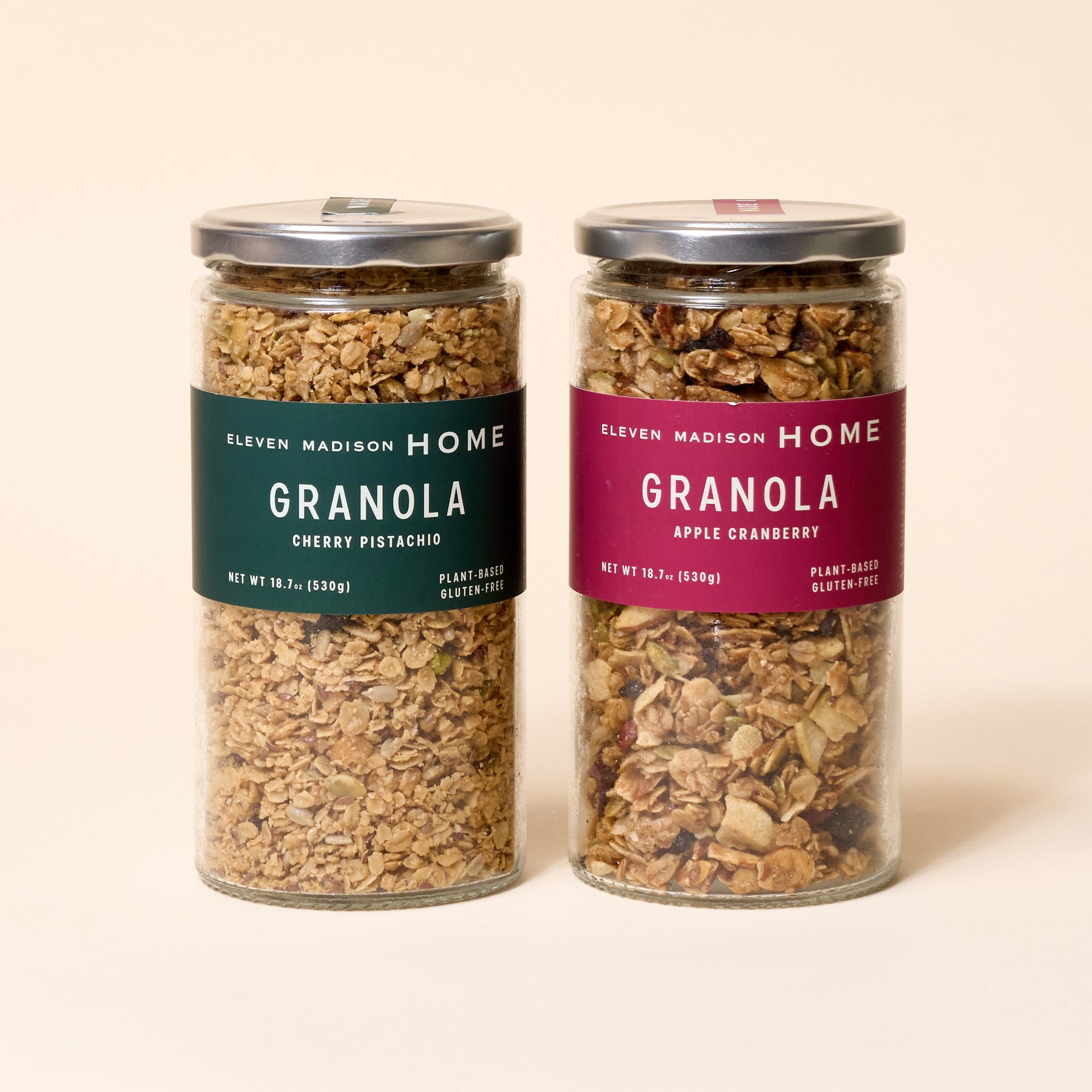 Cherry Pistachio Granola, Apple Cranberry Granola