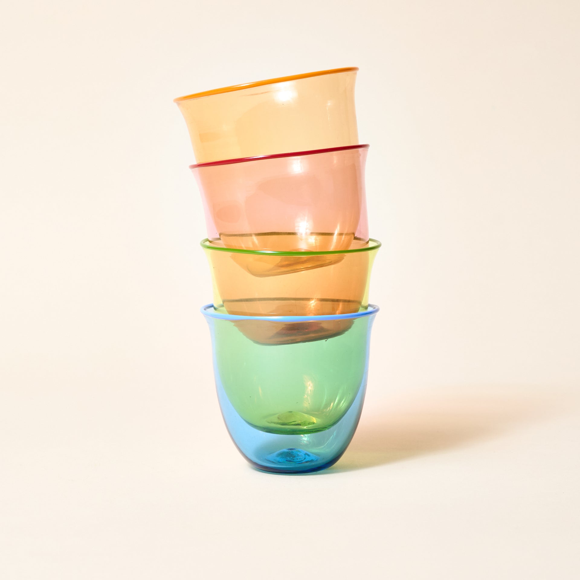 pink, orange, blue, green