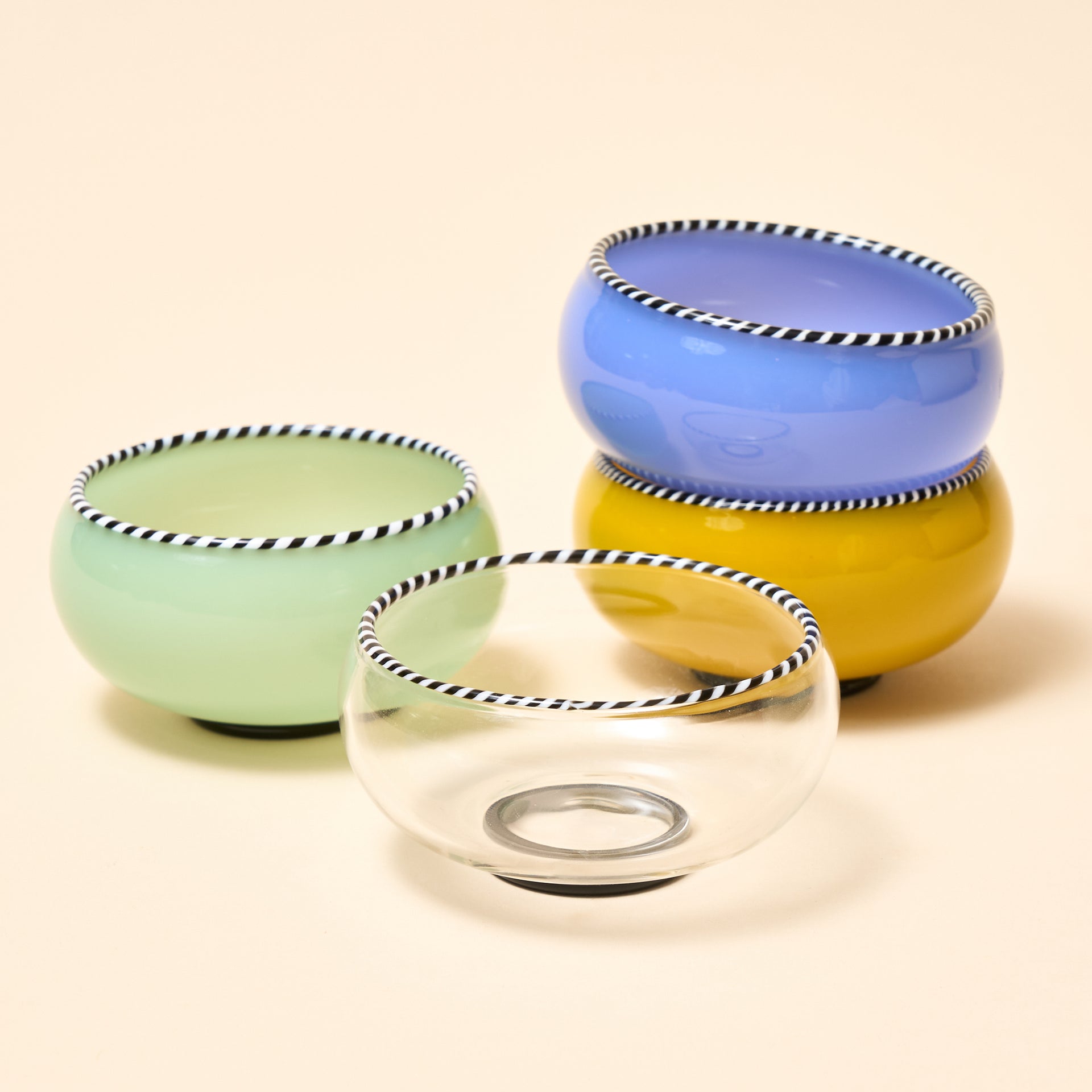 Jade, Clear, Yellow, Opaque Blue