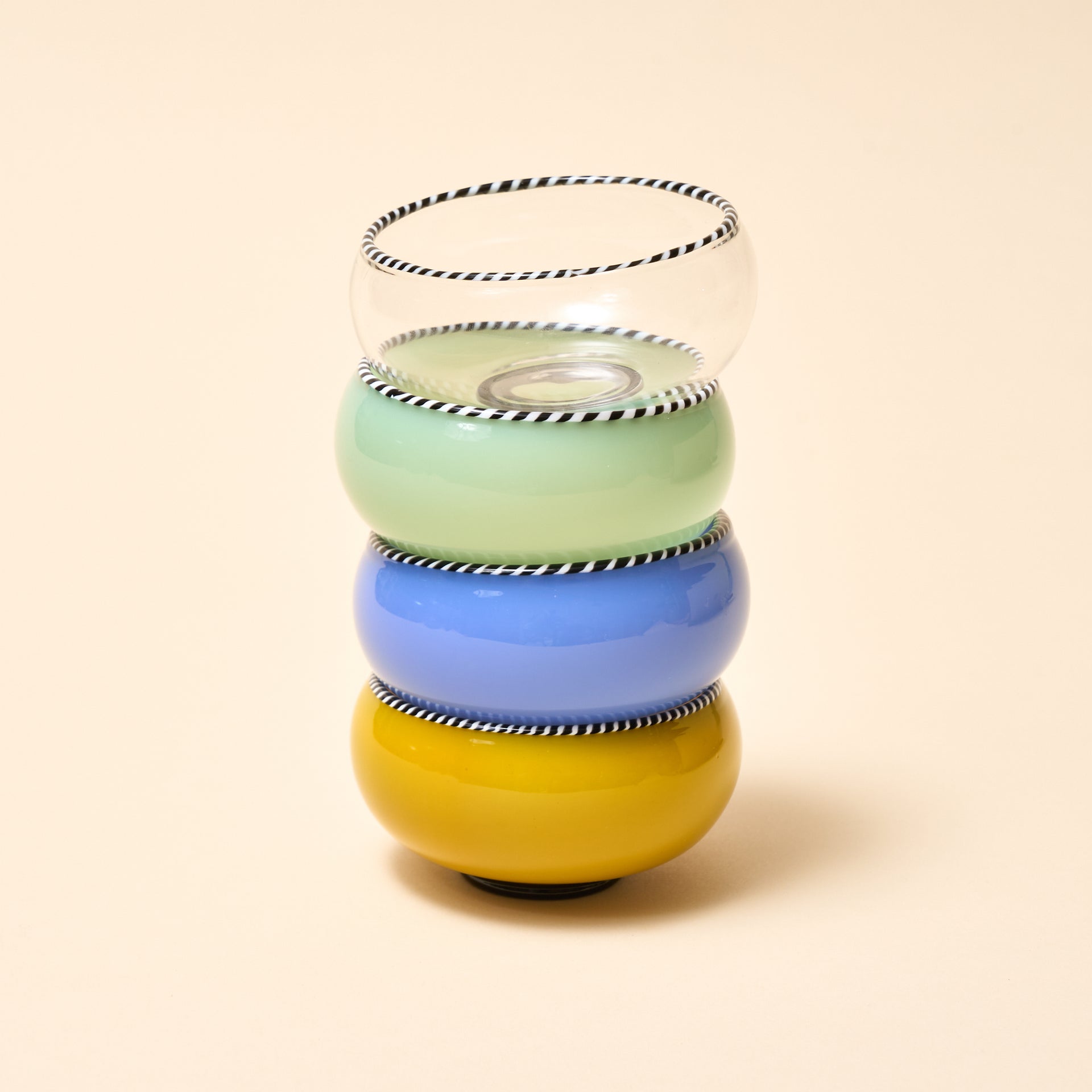 Jade, Clear, Yellow, Opaque Blue