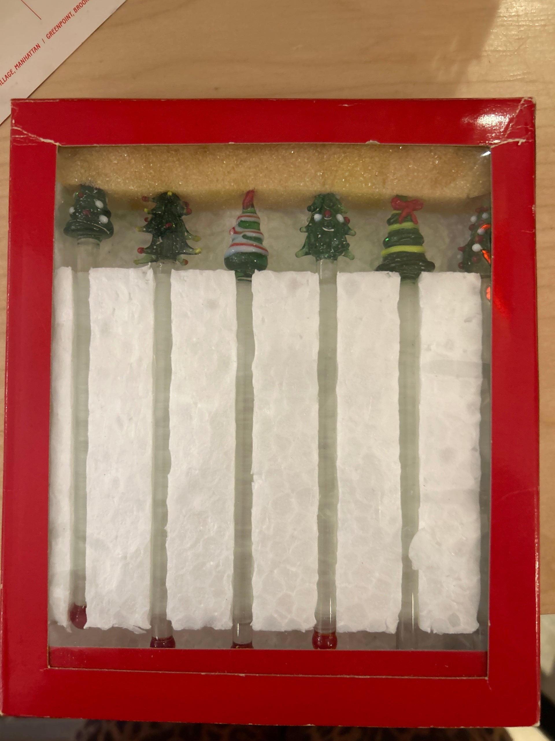 Vintage Christmas Trees Swizzles in a box (set of 6)