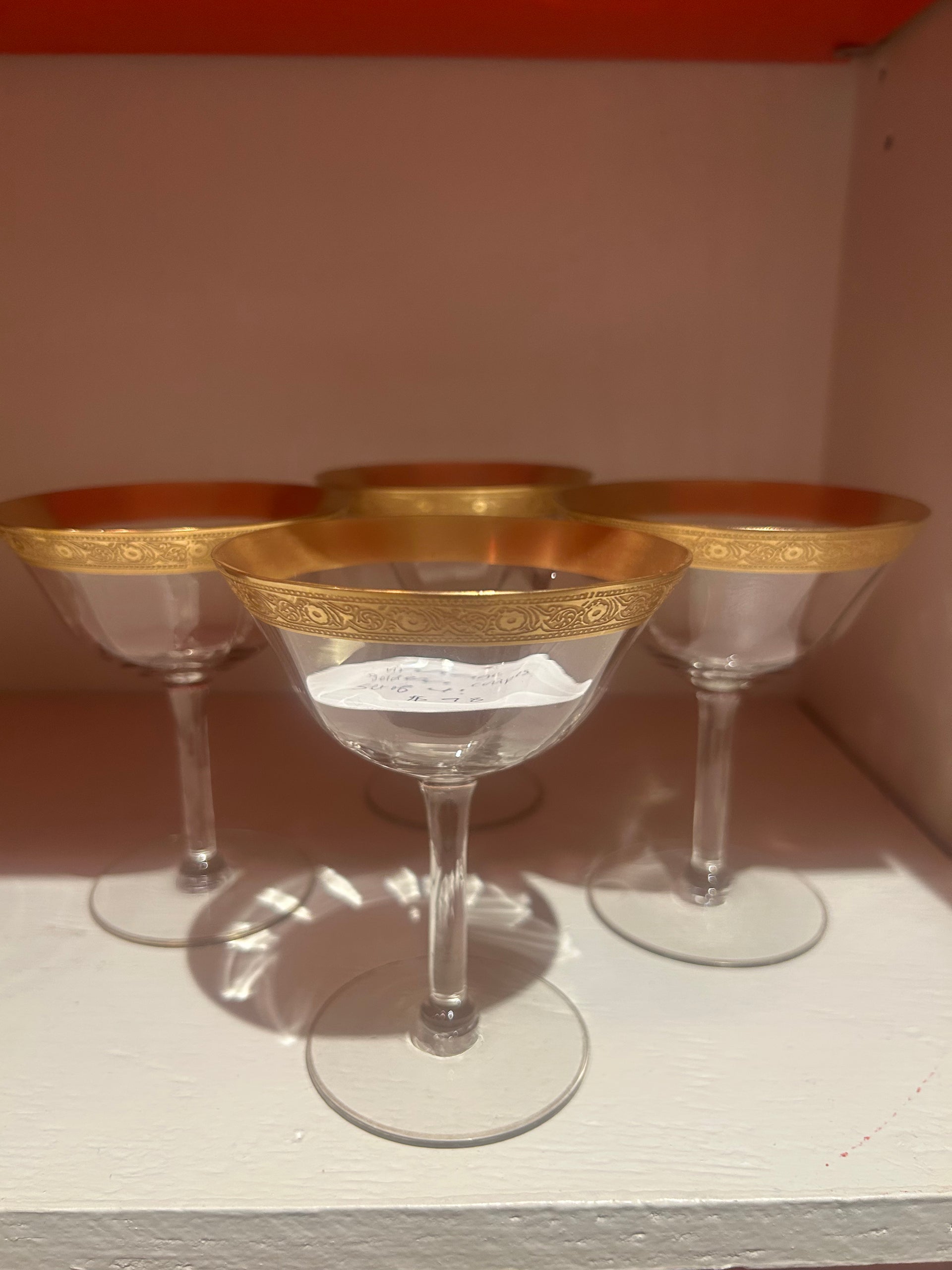 Vintage Gold- Rim Coupes (set of 4)