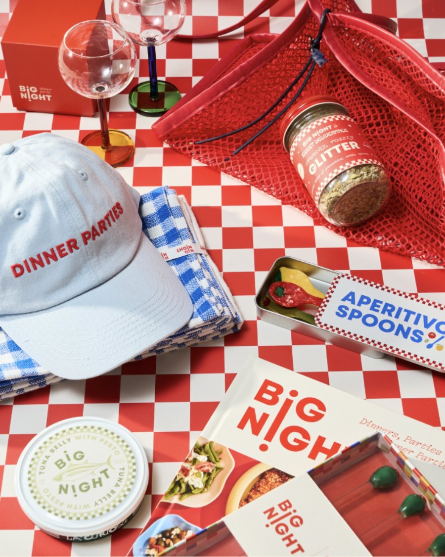 Big Night prize spread on red checkerboard