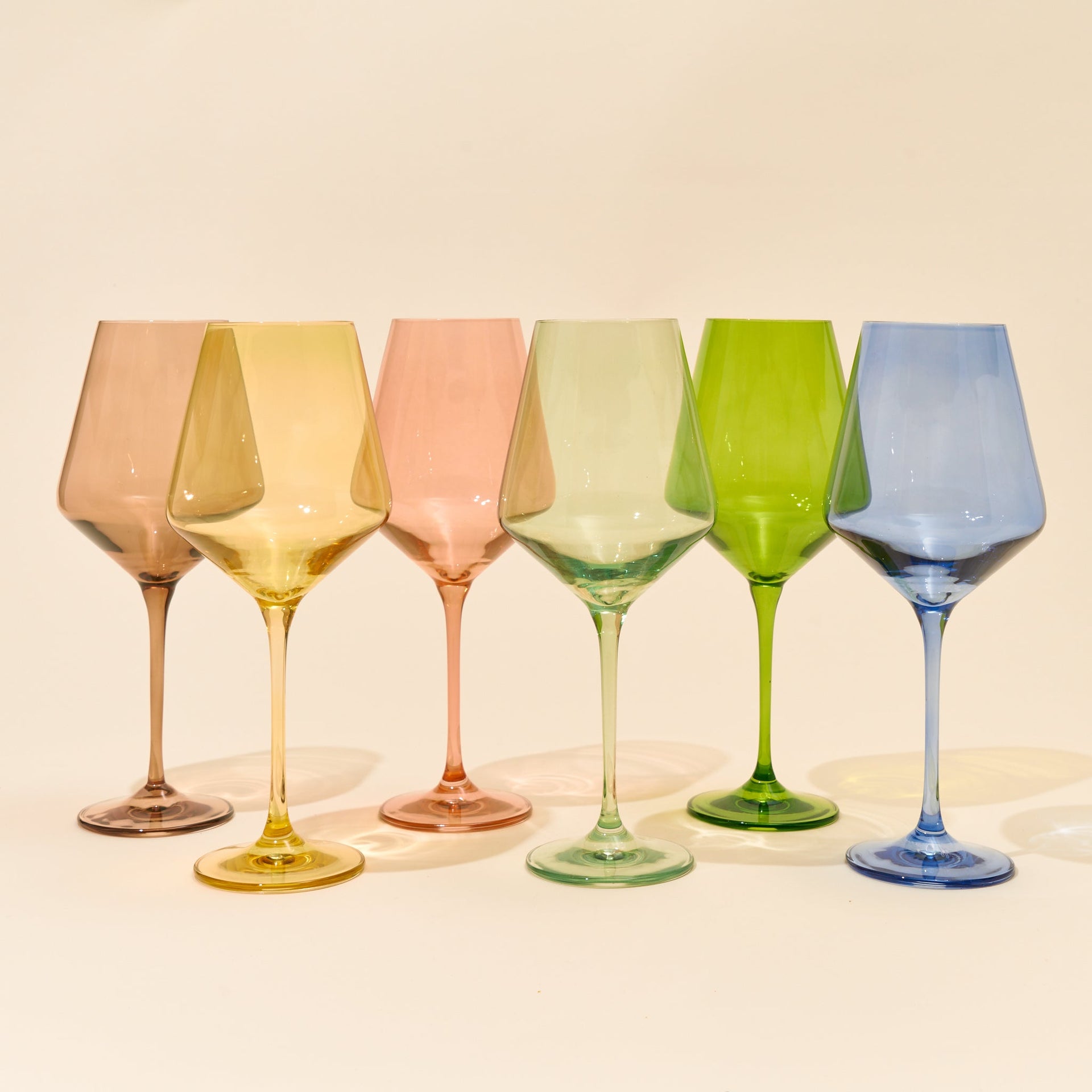 Estelle Colored Glass - Stemware Wine Glasses - Set of 6 Cobalt Blue