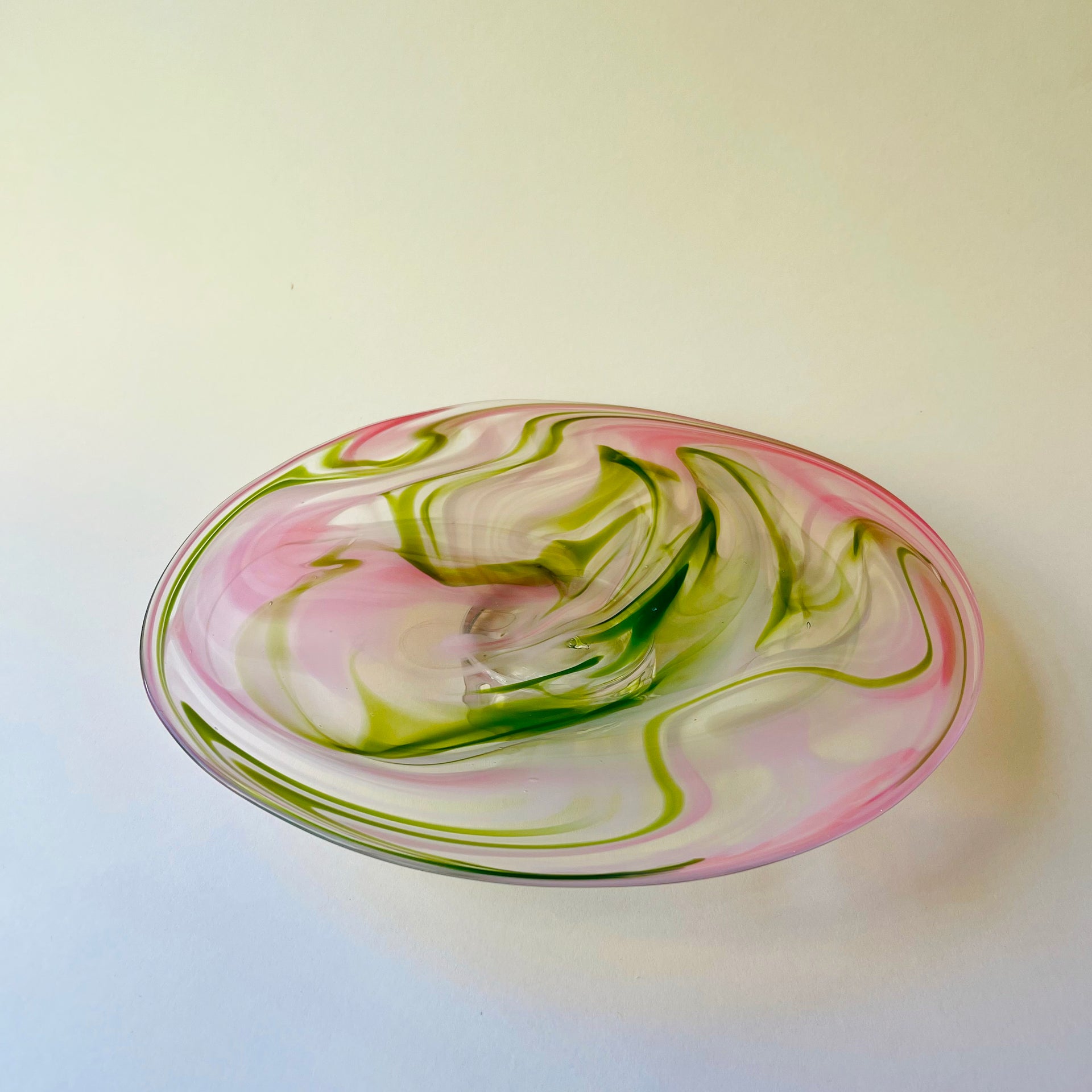 Hand-Blown Glass Platter In Watermelon